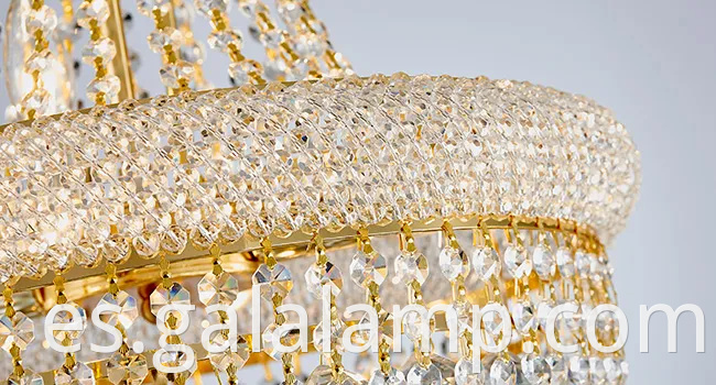 Candelera de vestíbulo de cristal de oro elegante - lámpara colgante de techo contemporáneo